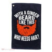 Bearded Bald Man Ginger Beard Funny Sarcastic Saying Golf Towel thumb 0