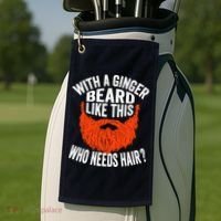 Bearded Bald Man Ginger Beard Funny Sarcastic Saying Golf Towel thumb 2