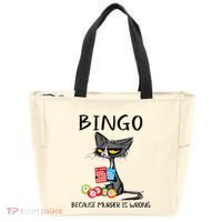 Bingo Because Murder Is Wrong Bingo Cat Tote Bag thumb 0