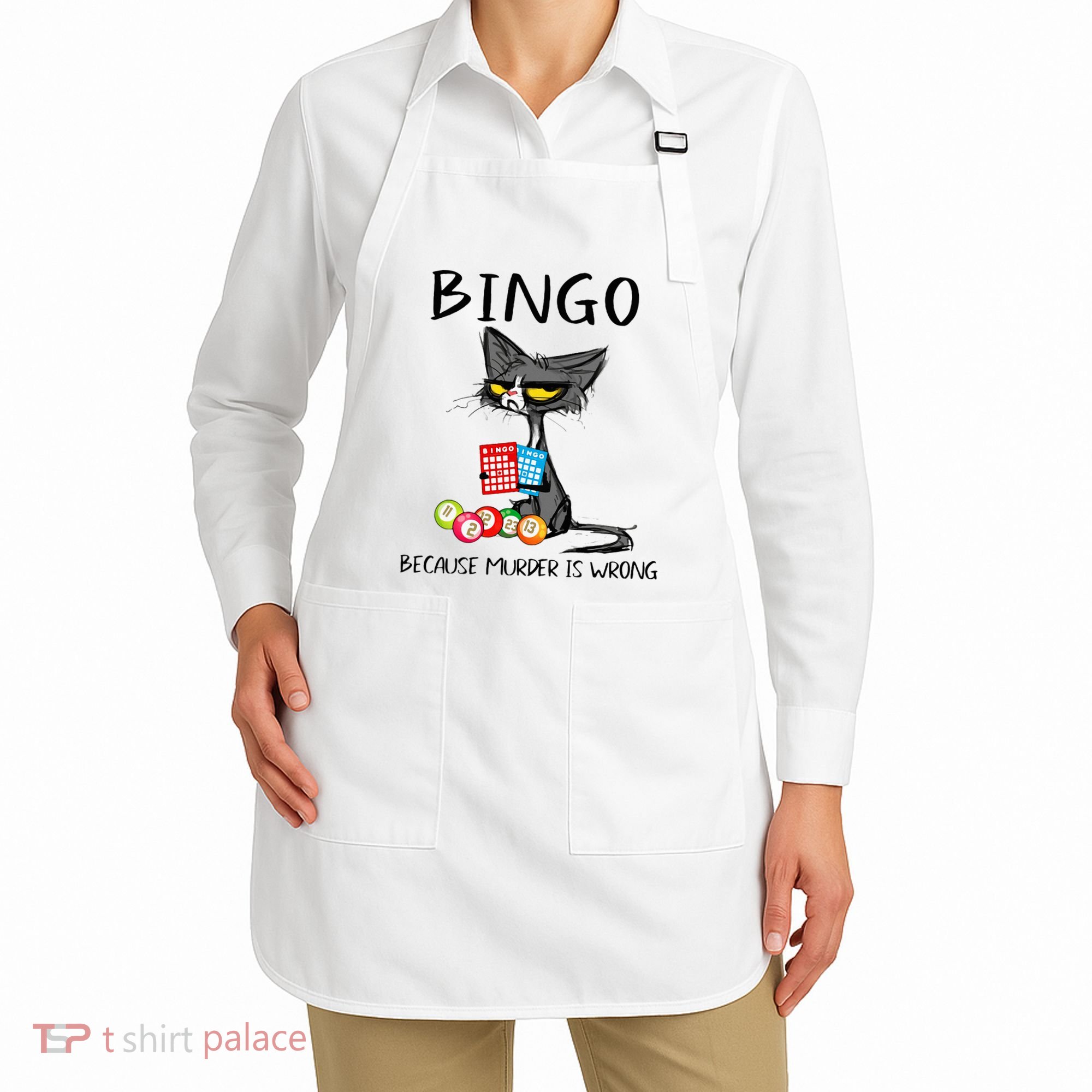 Bingo Because Murder Is Wrong Bingo Cat Apron
