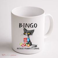 Bingo Because Murder Is Wrong Bingo Cat Coffee Mug thumb 1