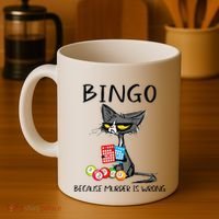 Bingo Because Murder Is Wrong Bingo Cat Coffee Mug thumb 4