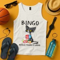 Bingo Because Murder Is Wrong Bingo Cat Tank Top thumb 4