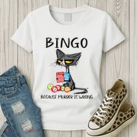 Bingo Because Murder Is Wrong Bingo Cat Women's T-Shirt thumb 3
