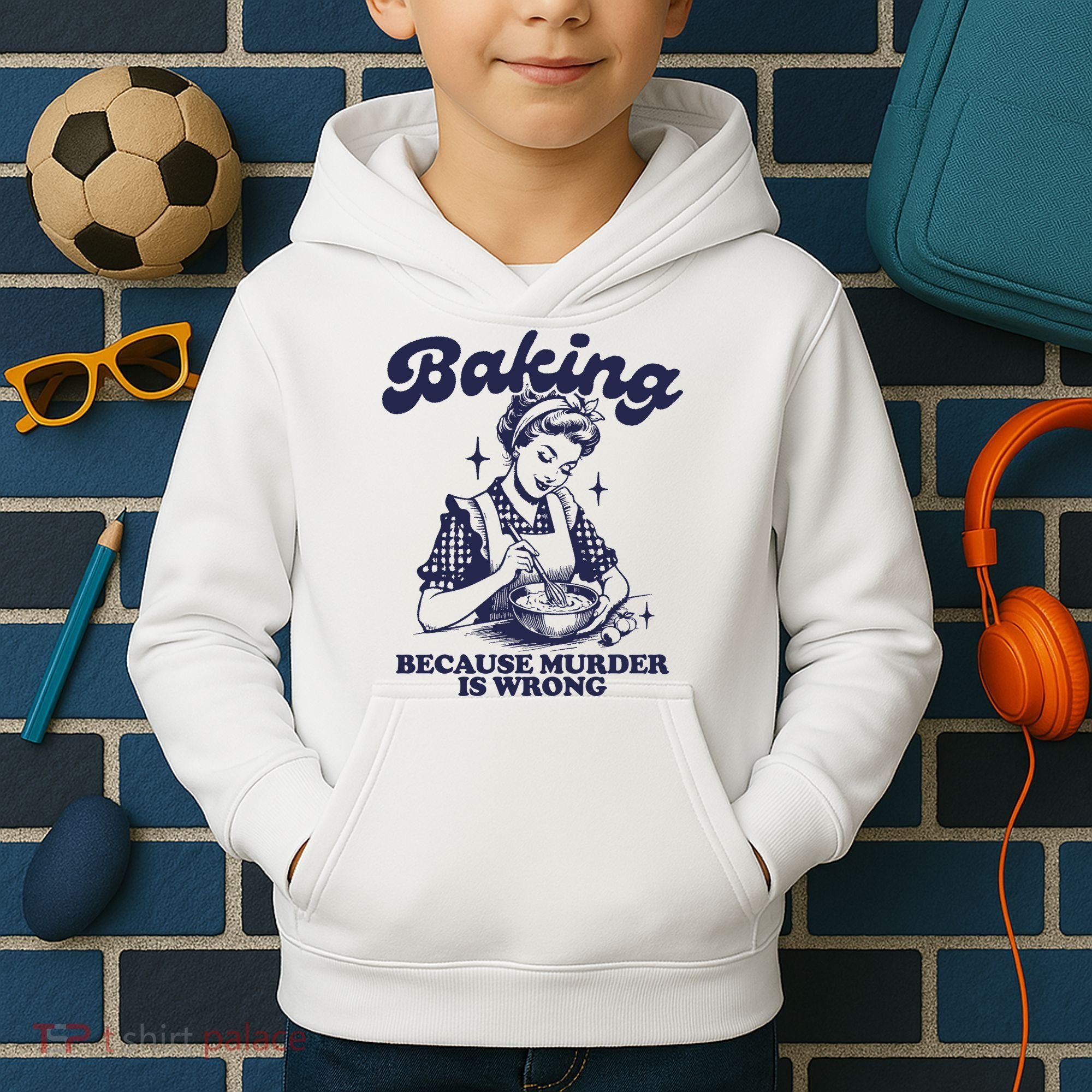 Baking Because Murder Is Wrong Kids Hoodie