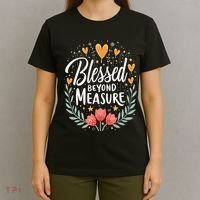 Blessed Beyond Measure Cute Floral Christian T-Shirt thumb 4