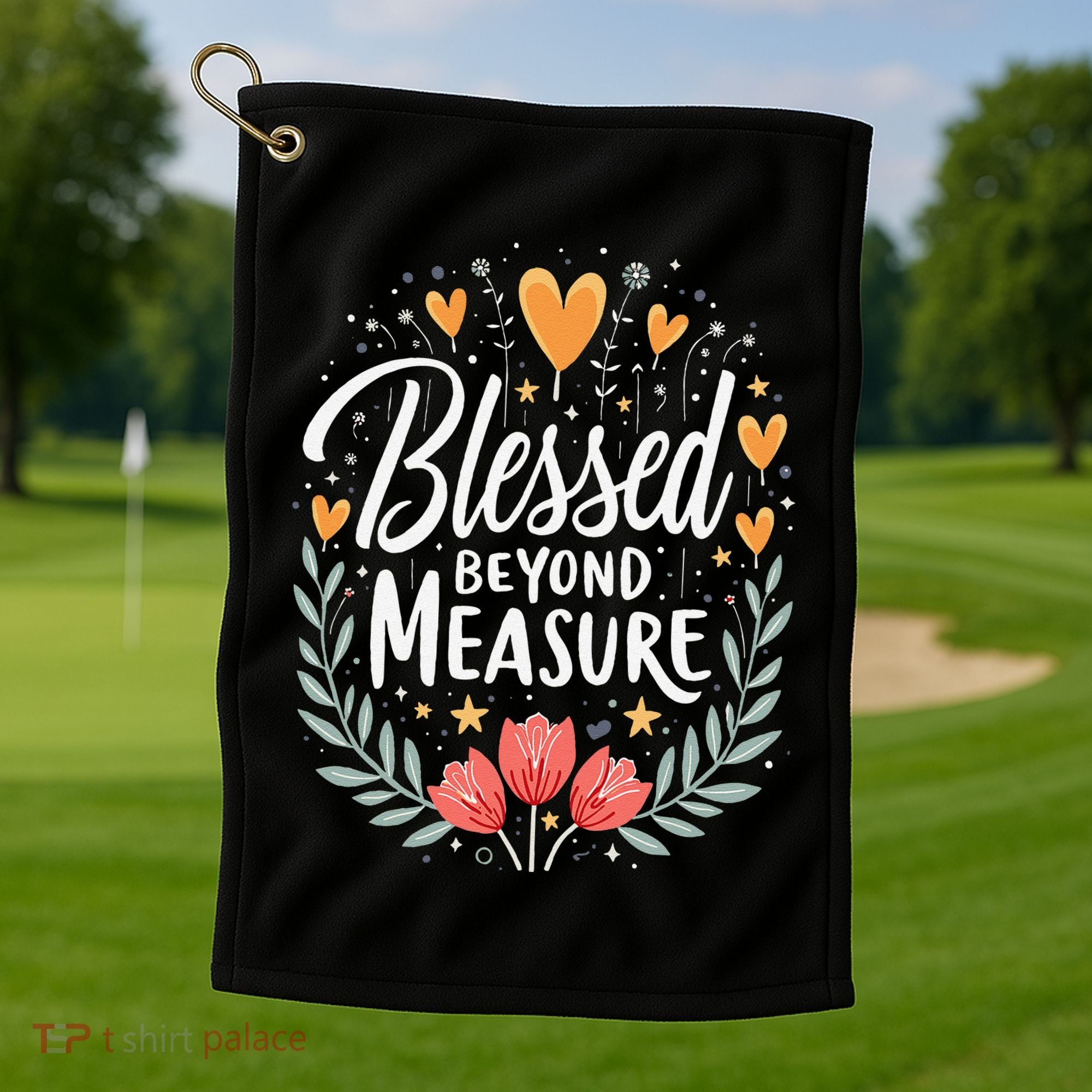 Blessed Beyond Measure Cute Floral Christian Golf Towel