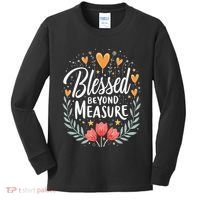 Blessed Beyond Measure Cute Floral Christian Kids Long Sleeve Shirt thumb 0