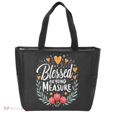 Blessed Beyond Measure Cute Floral Christian Tote Bag