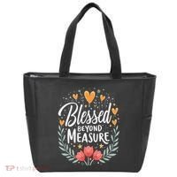 Blessed Beyond Measure Cute Floral Christian Tote Bag thumb 0