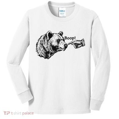 Boop Bear Meme Funny Bear Kids Long Sleeve Shirt
