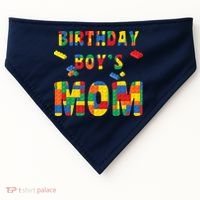 Building Block Mom Of Birthday Boy USA-Made Doggie Bandana thumb 0