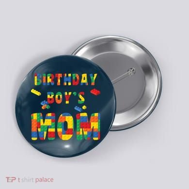 Building Block Mom Of Birthday Boy Button