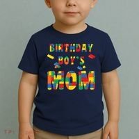 Building Block Mom Of Birthday Boy Toddler T-Shirt thumb 2