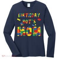 Building Block Mom Of Birthday Boy Women's Long Sleeve Shirt thumb 0