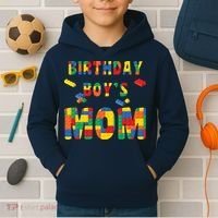 Building Block Mom Of Birthday Boy Kids Hoodie thumb 2