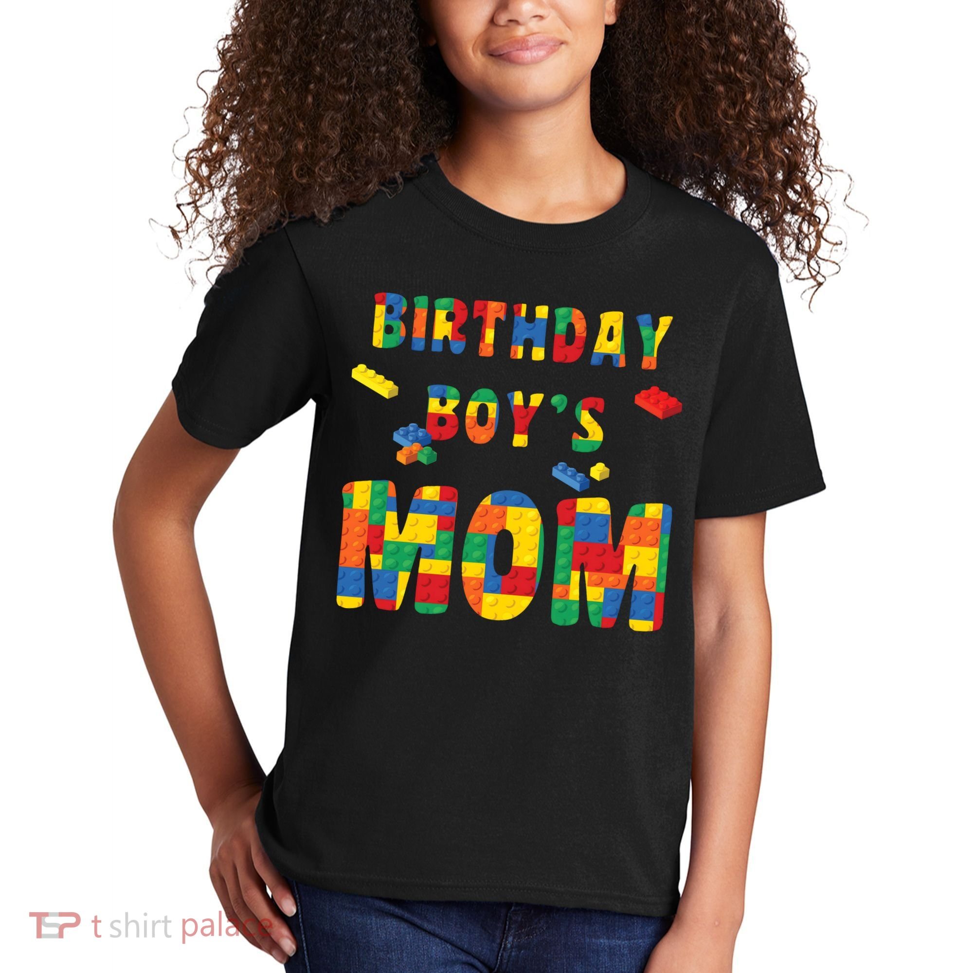 Building Block Mom Of Birthday Boy Kids T-Shirt