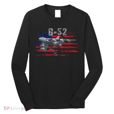 B52 Buff Military Airplane Flag Long Sleeve Shirt
