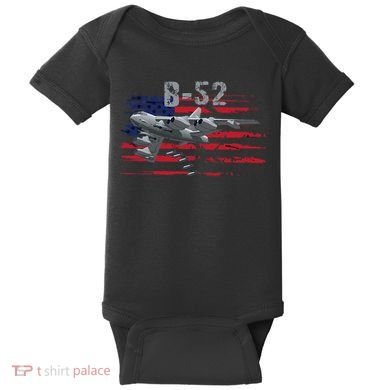 B52 Buff Military Airplane Flag Baby Bodysuit