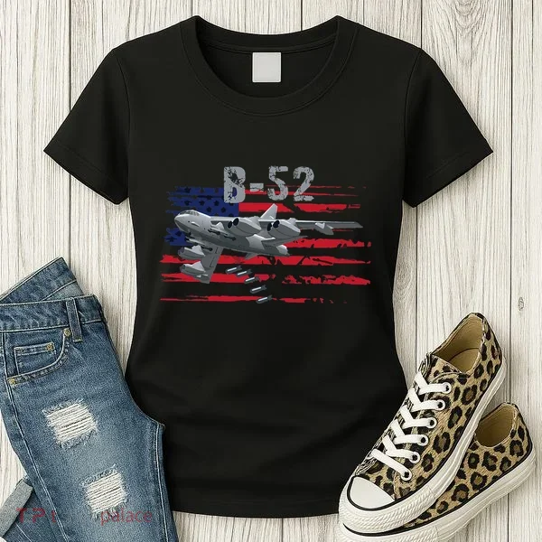 B52 Buff Military Airplane Flag Women's T-Shirt