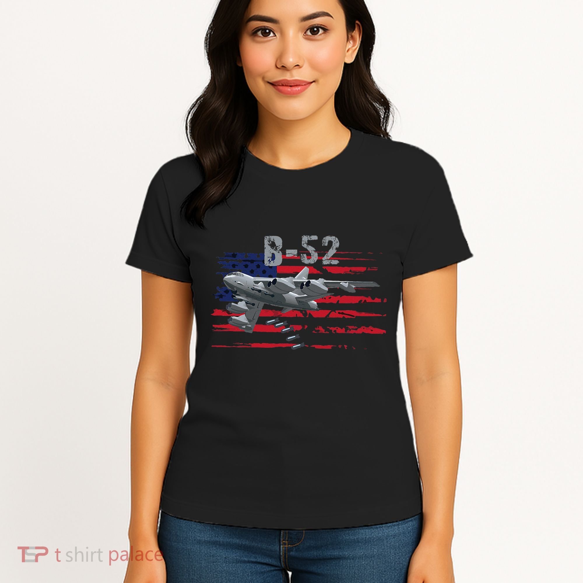 B52 Buff Military Airplane Flag Women's T-Shirt