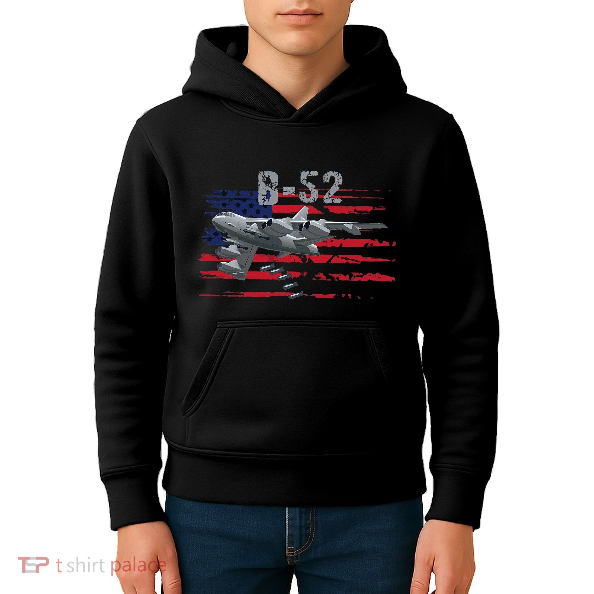 B52 Buff Military Airplane Flag Kids Hoodie
