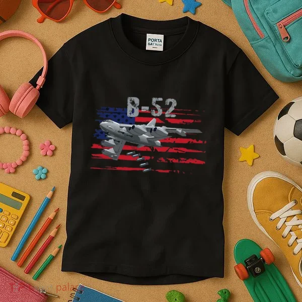 B52 Buff Military Airplane Flag Kids T-Shirt