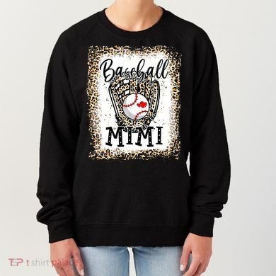 Bleached Baseball Mimi Leopard Game Day Baseball Mothers day Women's Sweatshirt