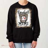 Bleached Baseball Mimi Leopard Game Day Baseball Mothers day Women's Sweatshirt thumb 0