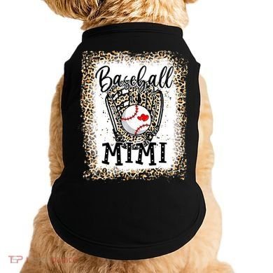 Bleached Baseball Mimi Leopard Game Day Baseball Mothers day Doggie Tank