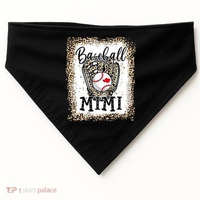 Bleached Baseball Mimi Leopard Game Day Baseball Mothers day USA-Made Doggie Bandana