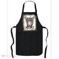 Bleached Baseball Mimi Leopard Game Day Baseball Mothers day Apron thumb 0