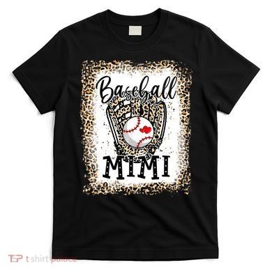 Bleached Baseball Mimi Leopard Game Day Baseball Mothers day T-Shirt