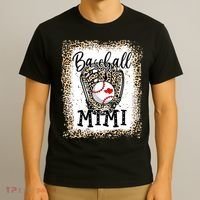 Bleached Baseball Mimi Leopard Game Day Baseball Mothers day T-Shirt thumb 3