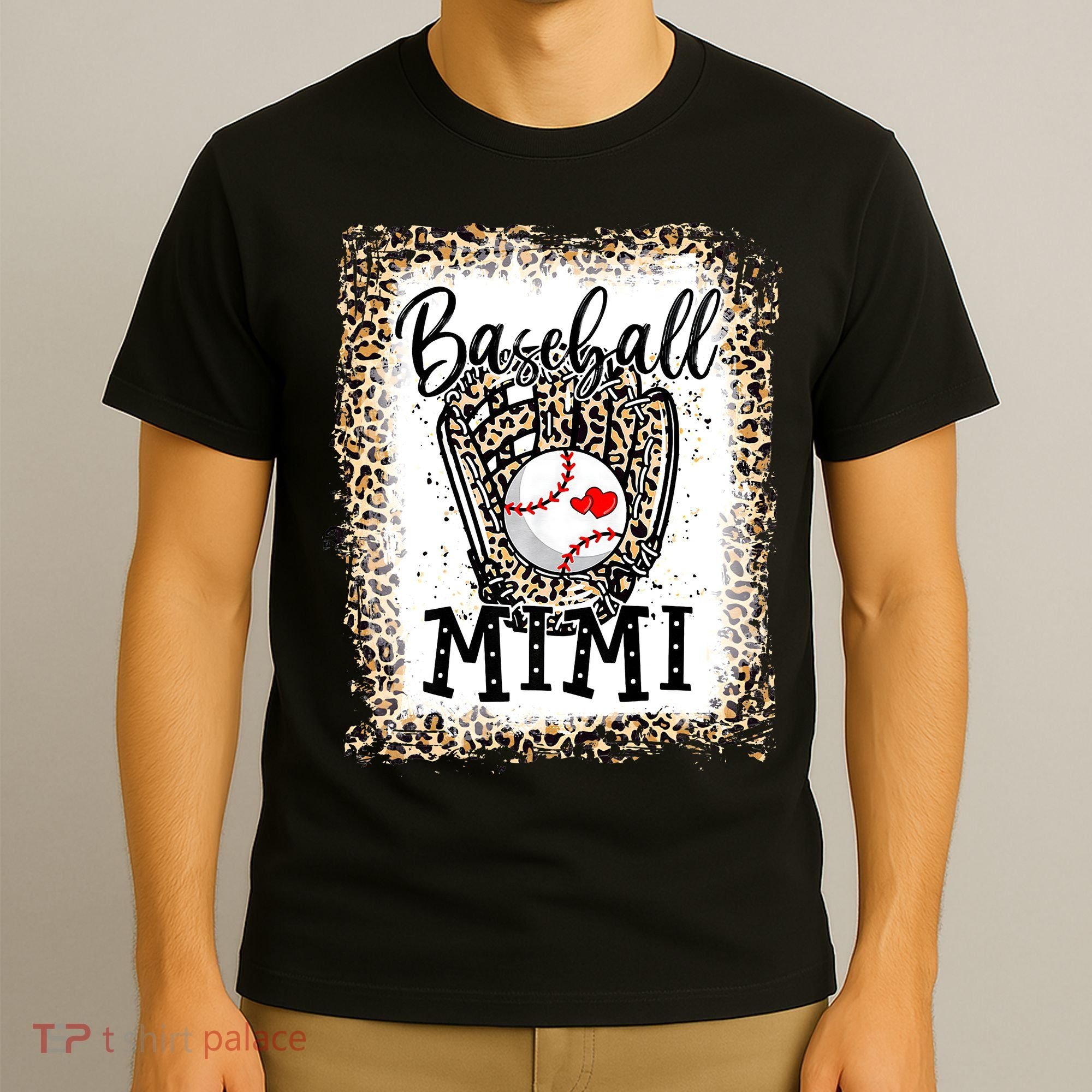 Bleached Baseball Mimi Leopard Game Day Baseball Mothers day T-Shirt