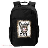 Bleached Baseball Mimi Leopard Game Day Baseball Mothers day Backpack thumb 0