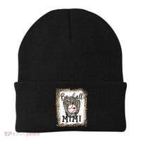 Bleached Baseball Mimi Leopard Game Day Baseball Mothers day Beanie thumb 0