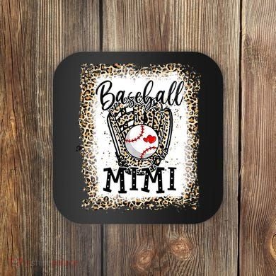 Bleached Baseball Mimi Leopard Game Day Baseball Mothers day Coaster