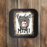 Bleached Baseball Mimi Leopard Game Day Baseball Mothers day Coaster thumb 0