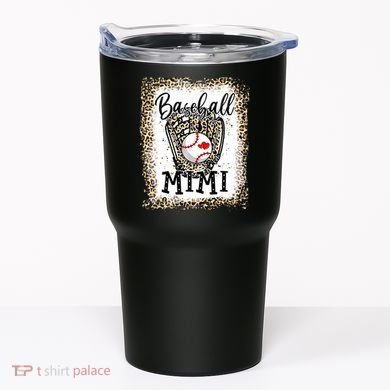 Bleached Baseball Mimi Leopard Game Day Baseball Mothers day Tumbler