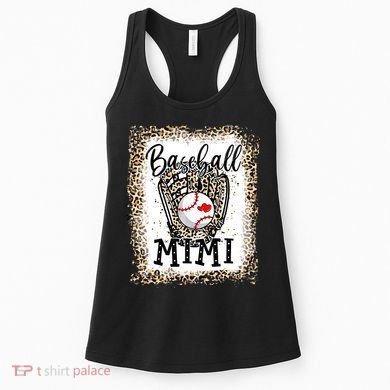 Bleached Baseball Mimi Leopard Game Day Baseball Mothers day Women's Tank Top