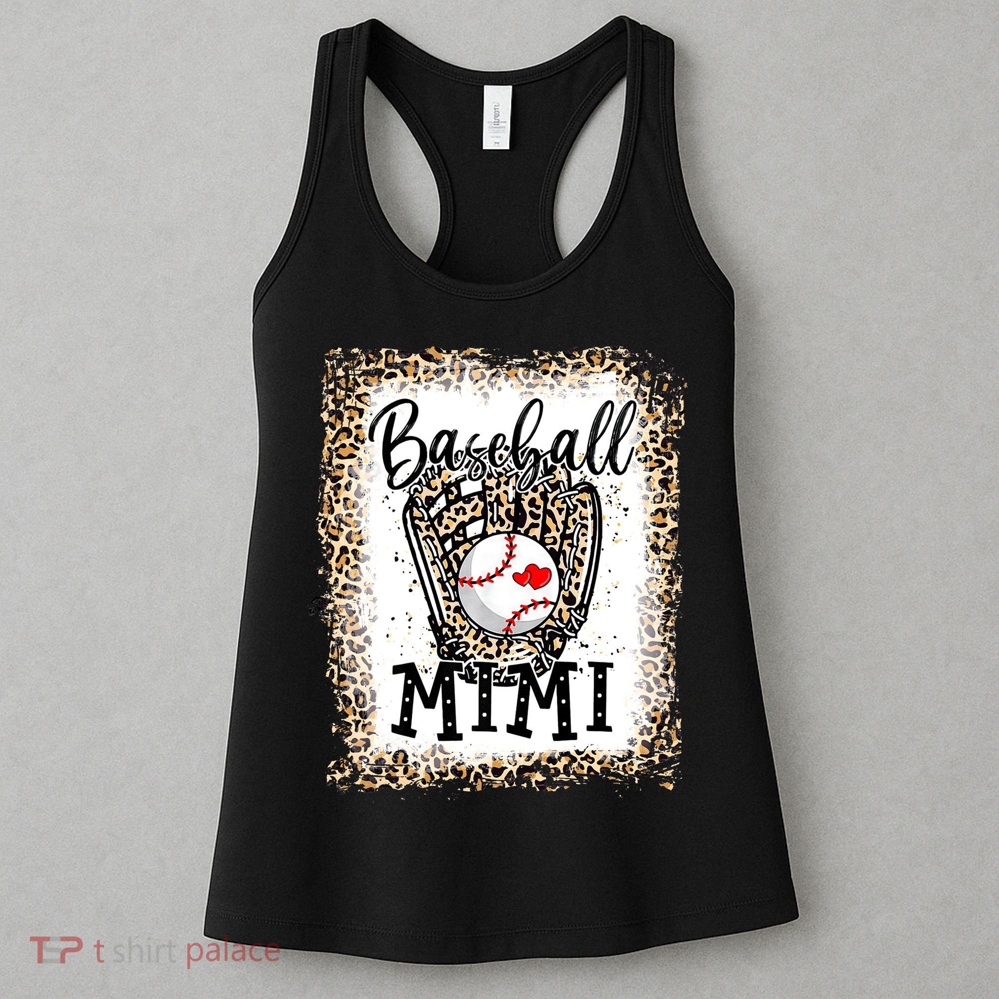 Bleached Baseball Mimi Leopard Game Day Baseball Mothers day Women's Tank Top