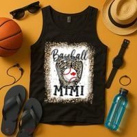 Bleached Baseball Mimi Leopard Game Day Baseball Mothers day Tank Top thumb 4