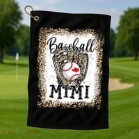 Bleached Baseball Mimi Leopard Game Day Baseball Mothers day Golf Towel thumb 1