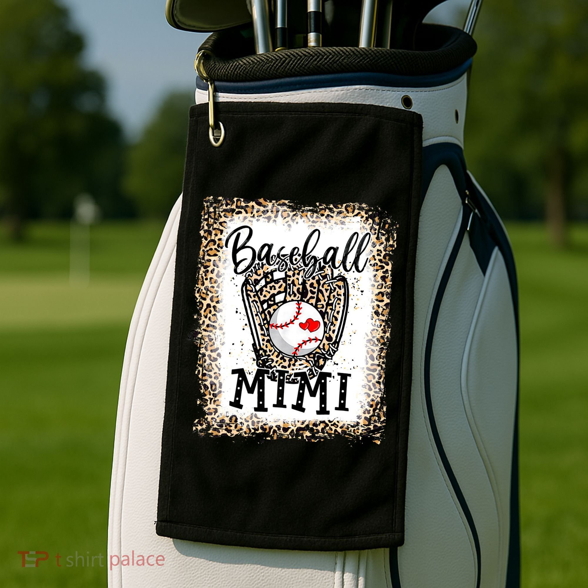 Bleached Baseball Mimi Leopard Game Day Baseball Mothers day Golf Towel