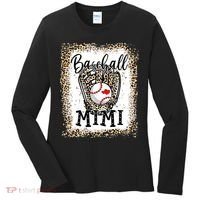 Bleached Baseball Mimi Leopard Game Day Baseball Mothers day Women's Long Sleeve Shirt thumb 0