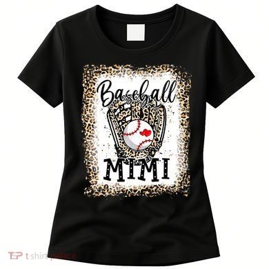 Bleached Baseball Mimi Leopard Game Day Baseball Mothers day Women's T-Shirt