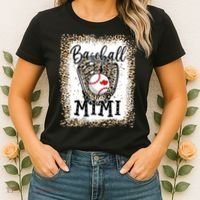 Bleached Baseball Mimi Leopard Game Day Baseball Mothers day Women's T-Shirt thumb 2