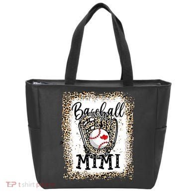 Bleached Baseball Mimi Leopard Game Day Baseball Mothers day Tote Bag