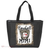 Bleached Baseball Mimi Leopard Game Day Baseball Mothers day Tote Bag thumb 0
